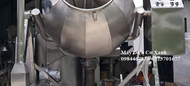 MÁY TRỘN TẨM ƯỚP GIA VỊ CHO HẠT DẺ CƯỜI CÓ THỔI GIÓ NHIỆT – ĐIỆN CƠ XANH